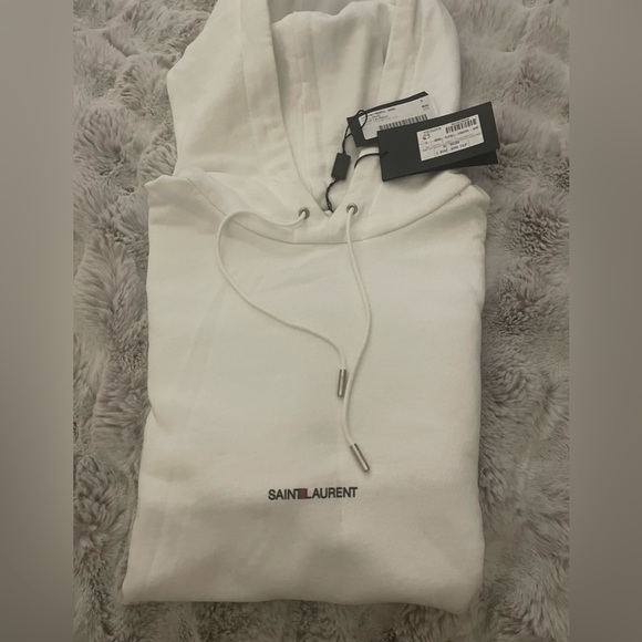 SAINT LAURENT RIVE GAUCHE WHITE HOODIE SZ S - Picture 6 of 11